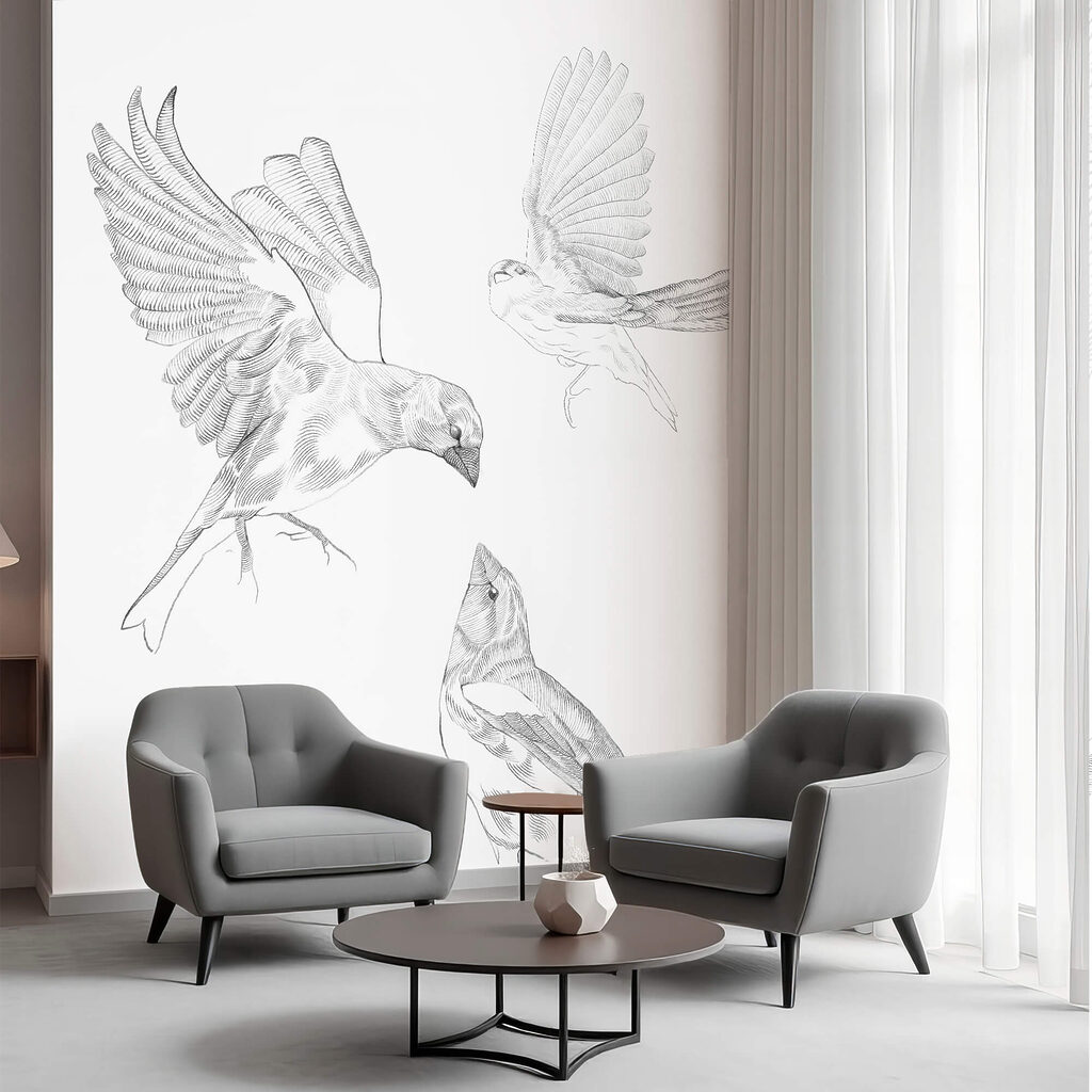 Gruppo di uccelli con le ali