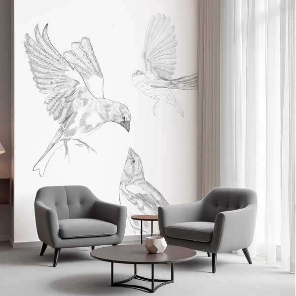 Gruppo di uccelli con le ali