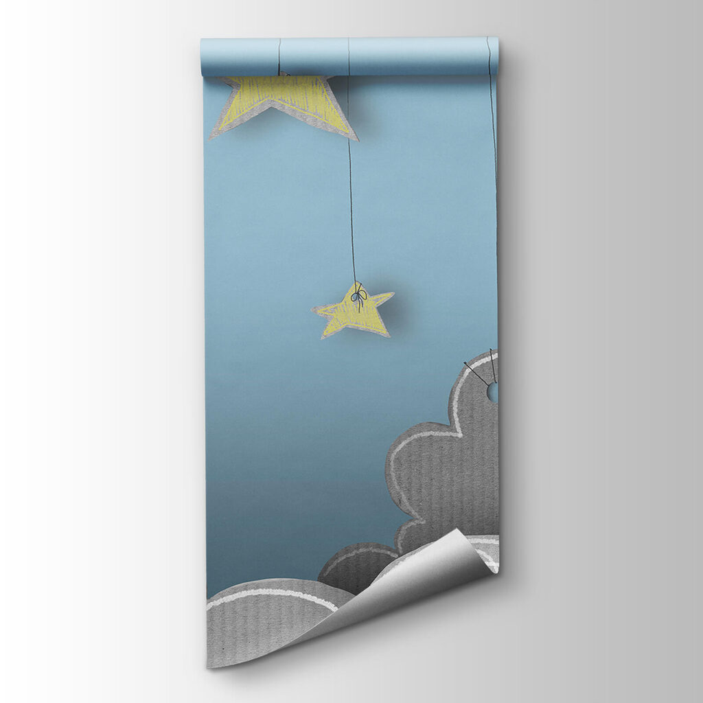 Moon and stars from clouds Moon and stars from clouds