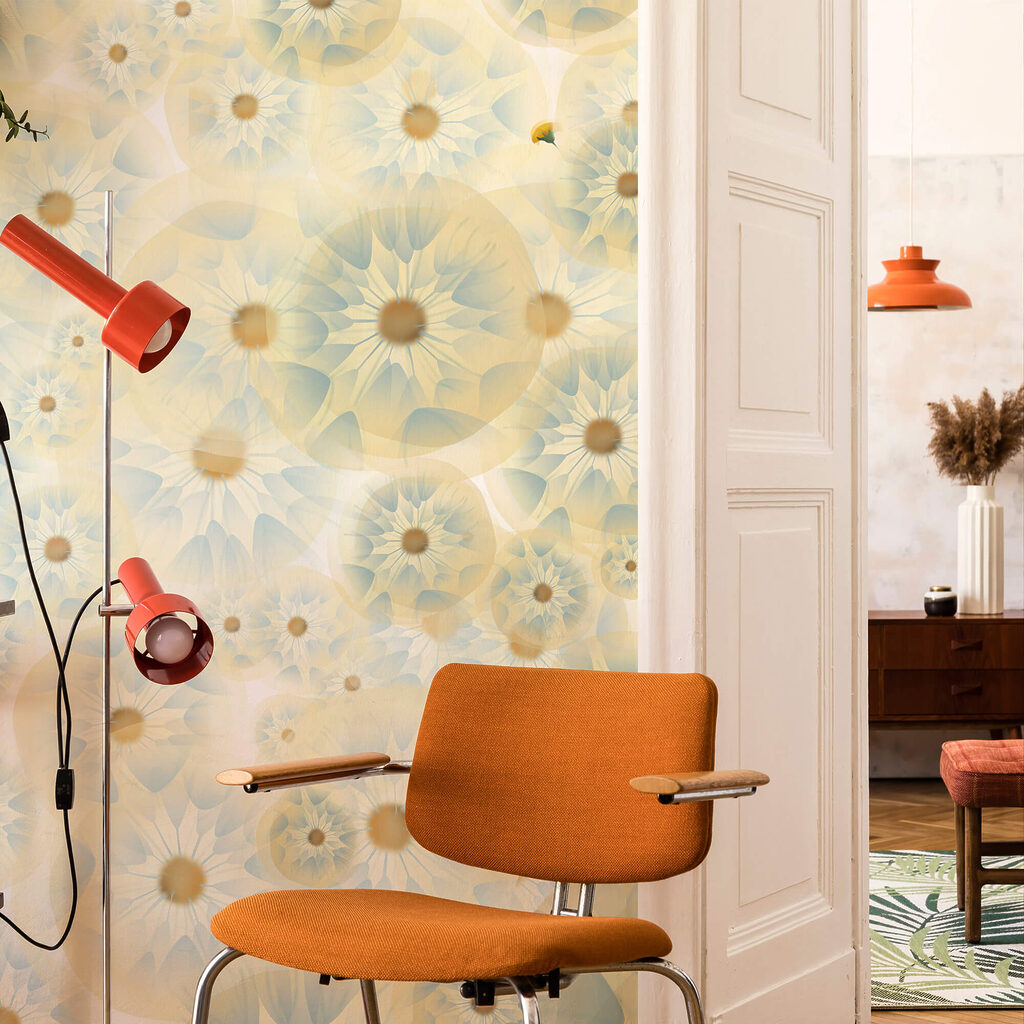 Gruppo di fiori con colori giallo e blu