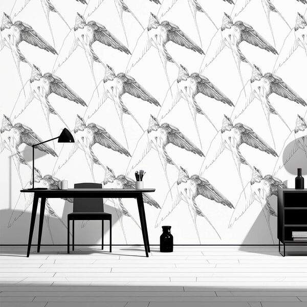 Gruppo di uccelli con le ali