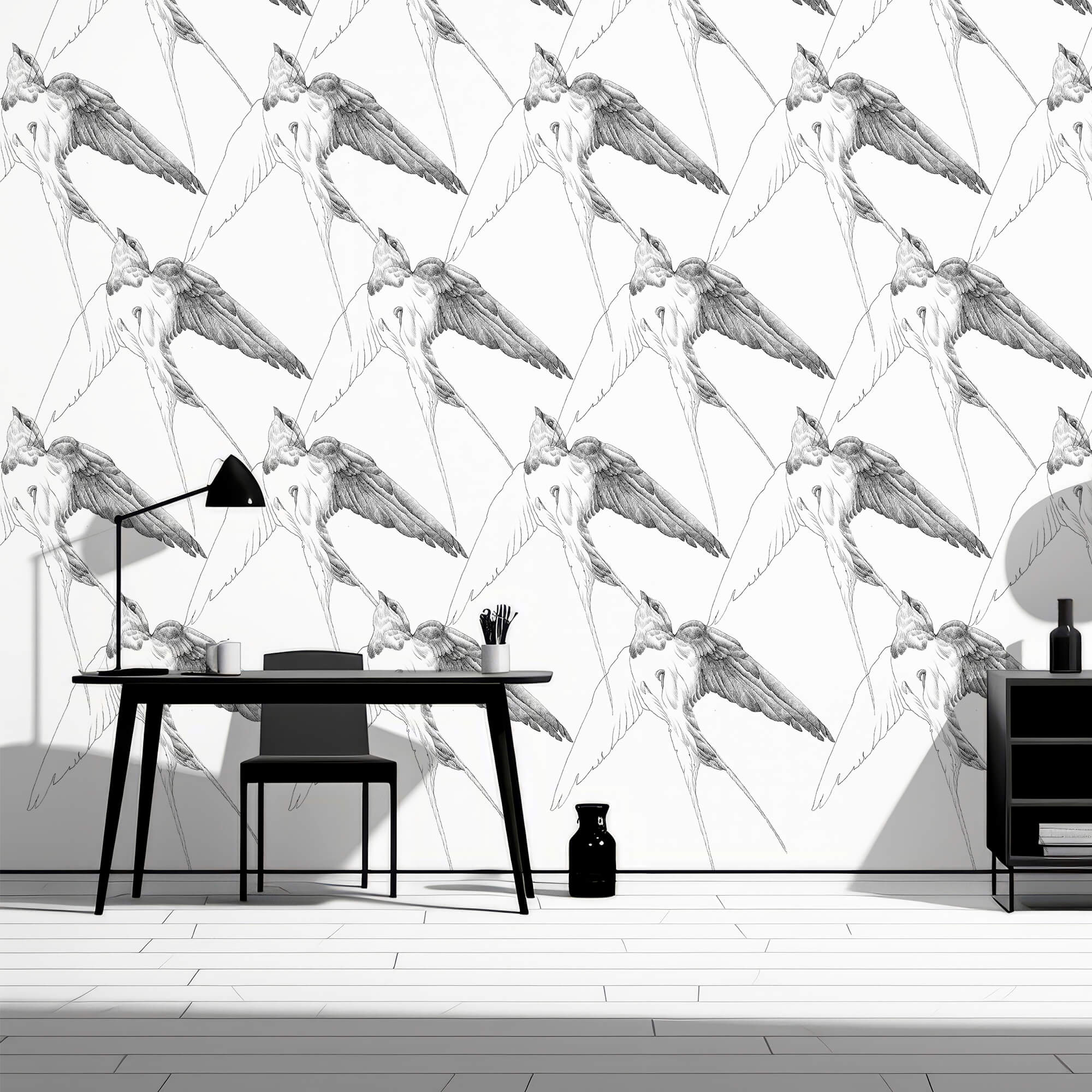 Gruppo di uccelli con le ali