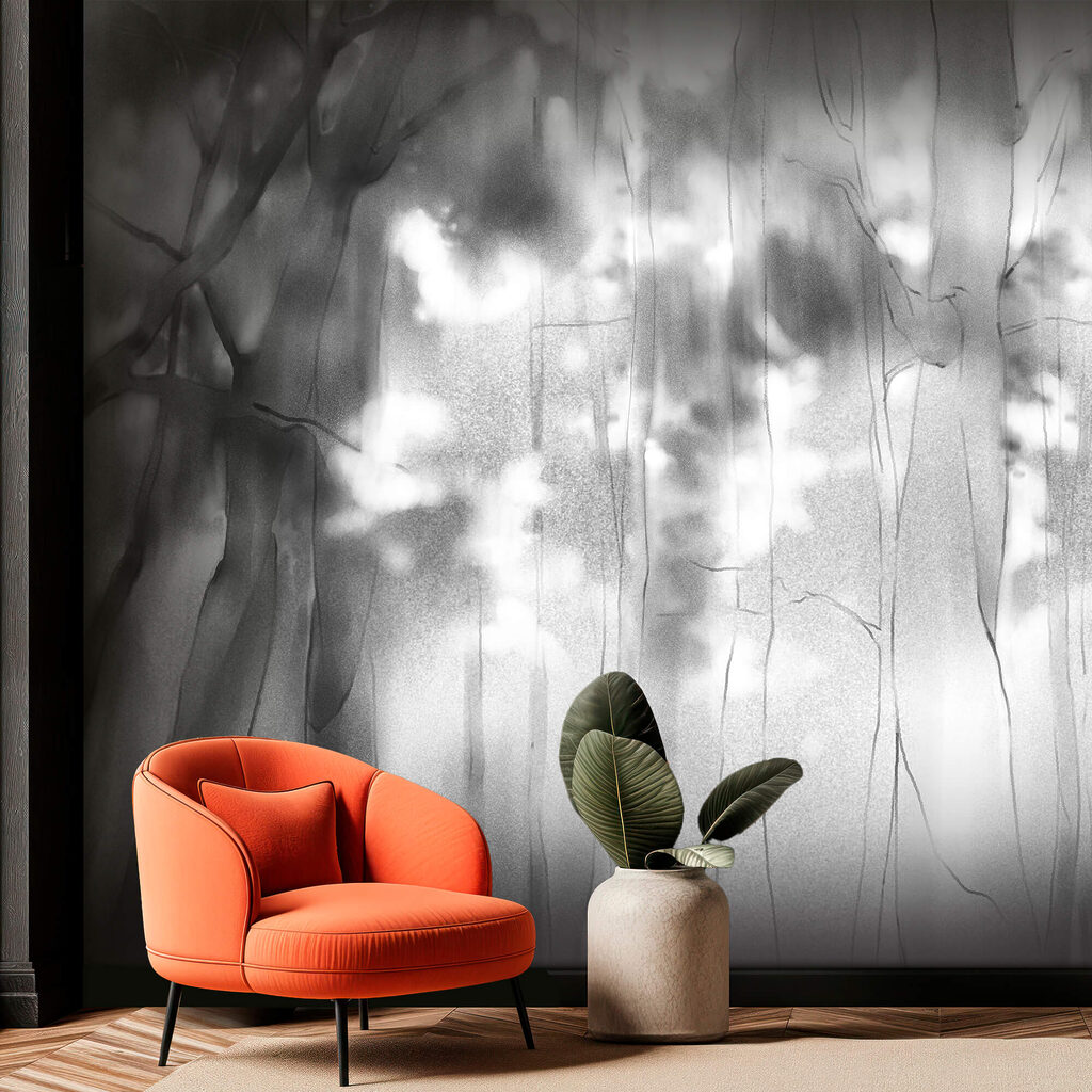 Immagine in bianco e nero di alberi