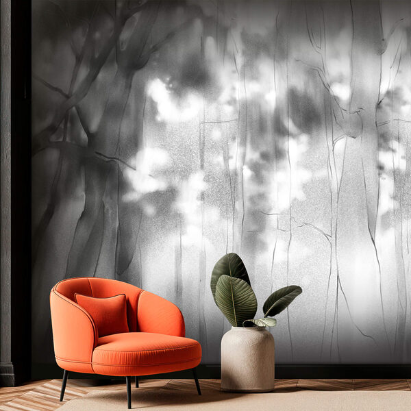 Immagine in bianco e nero di alberi