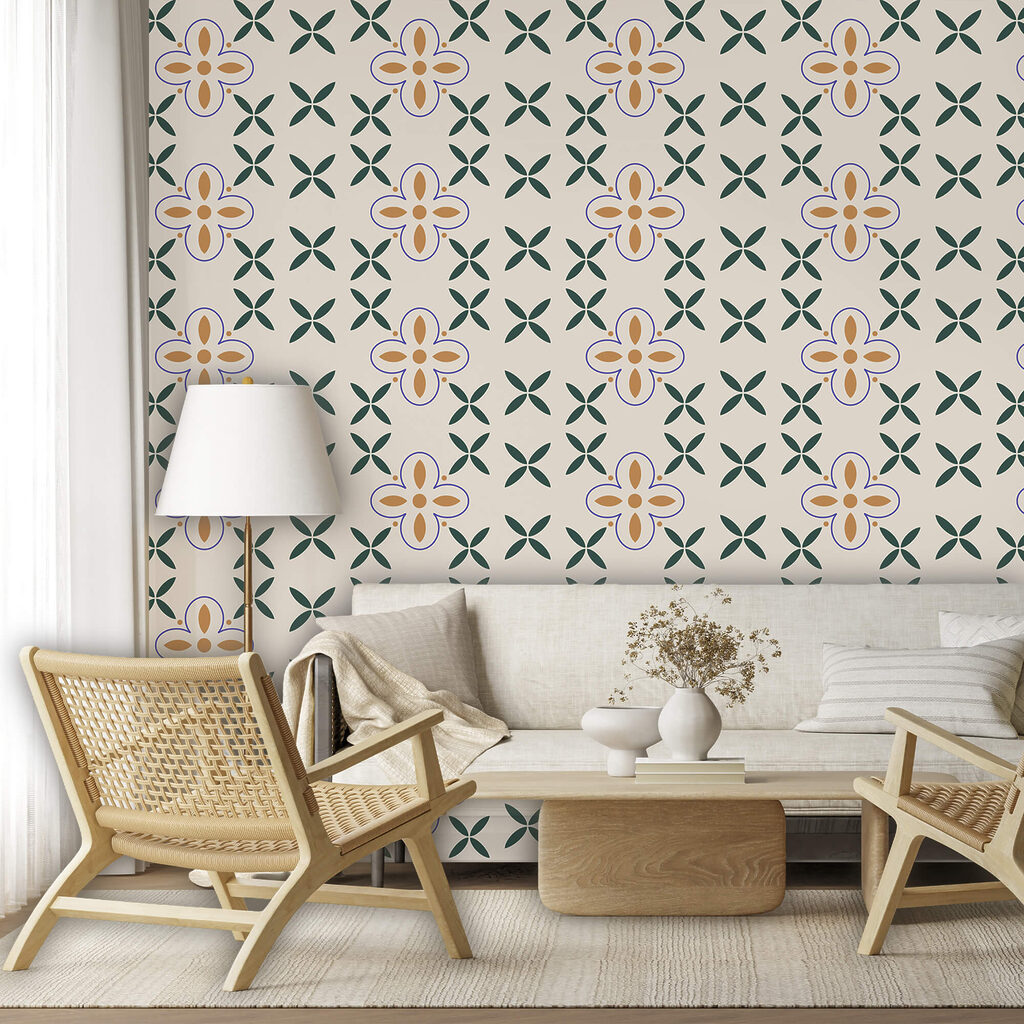 Motivo floreale su sfondo bianco