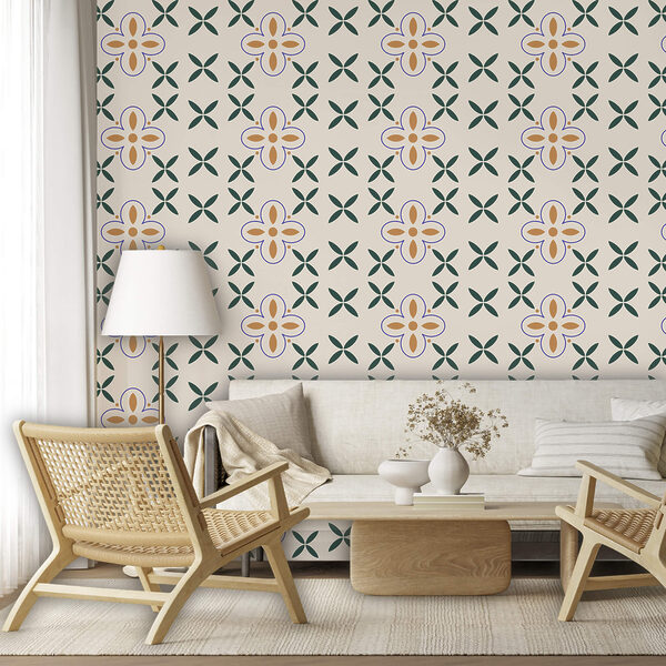 Carta da parati Carta da parati Motivo floreale su sfondo bianco (COD: t00586)