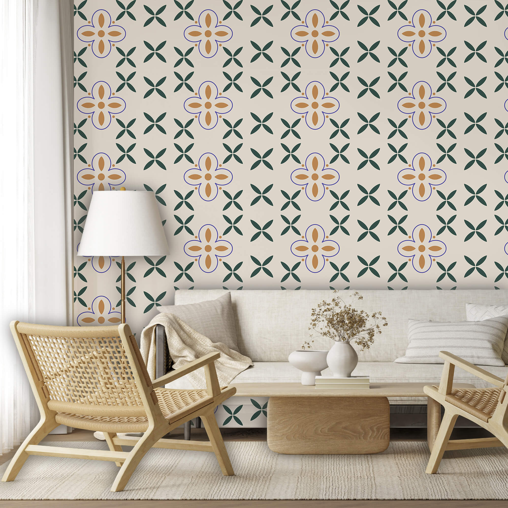 Motivo floreale su sfondo bianco