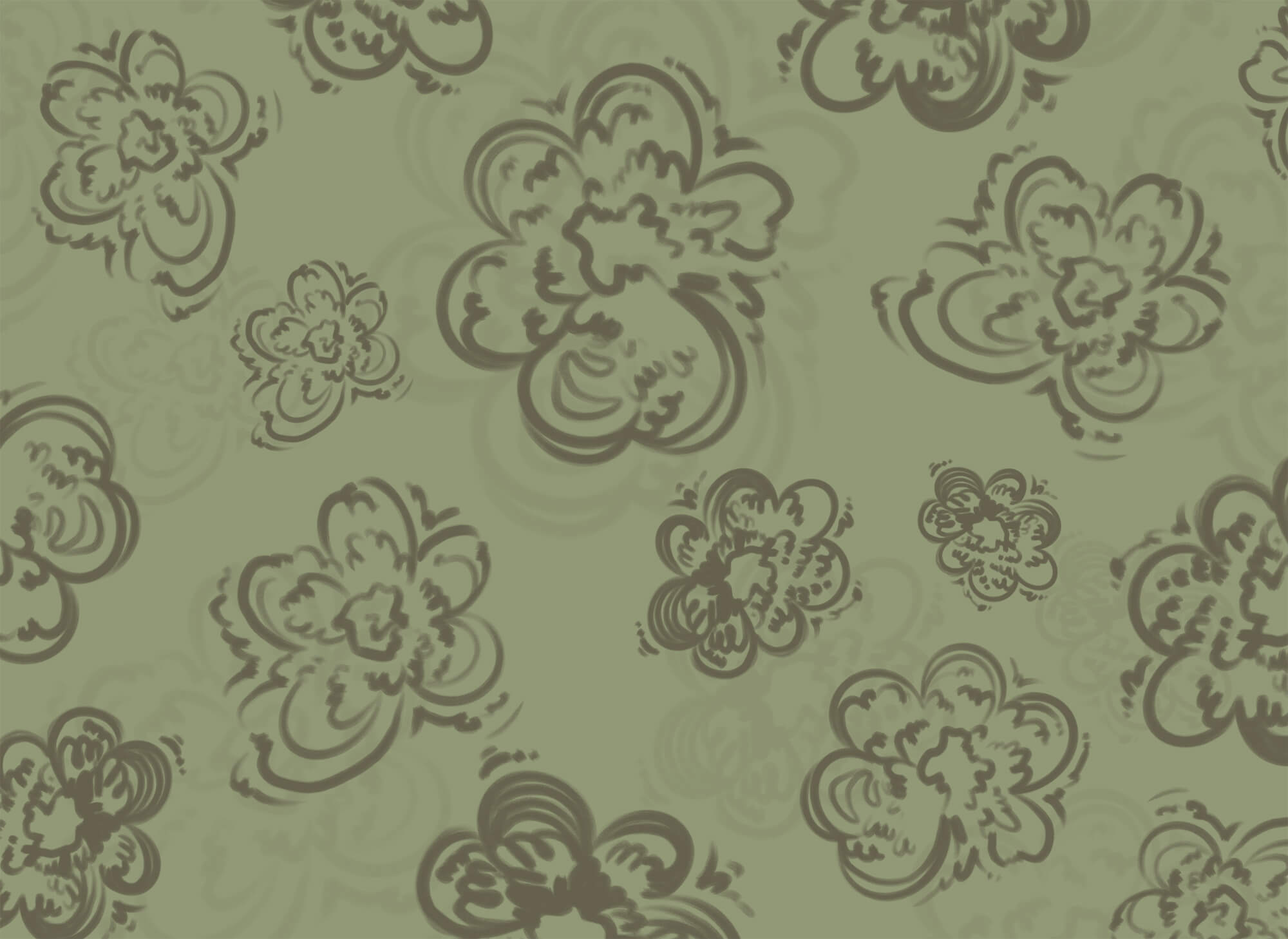 Pattern of flowers on a green background