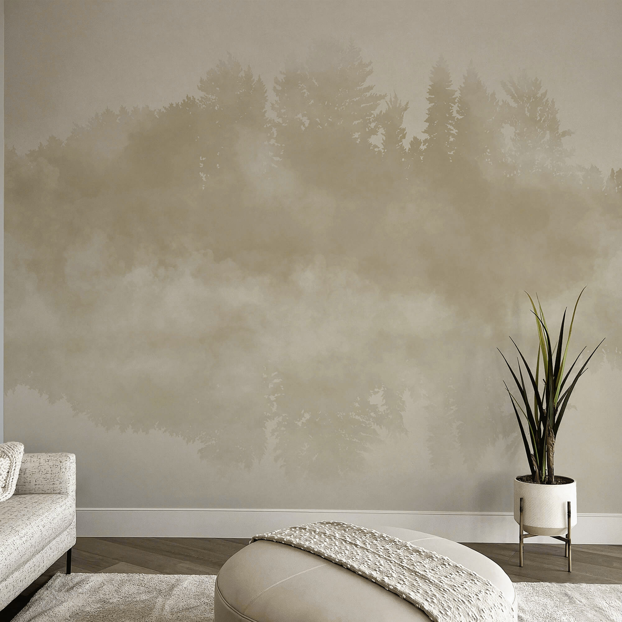 Nube di fumo e alberi