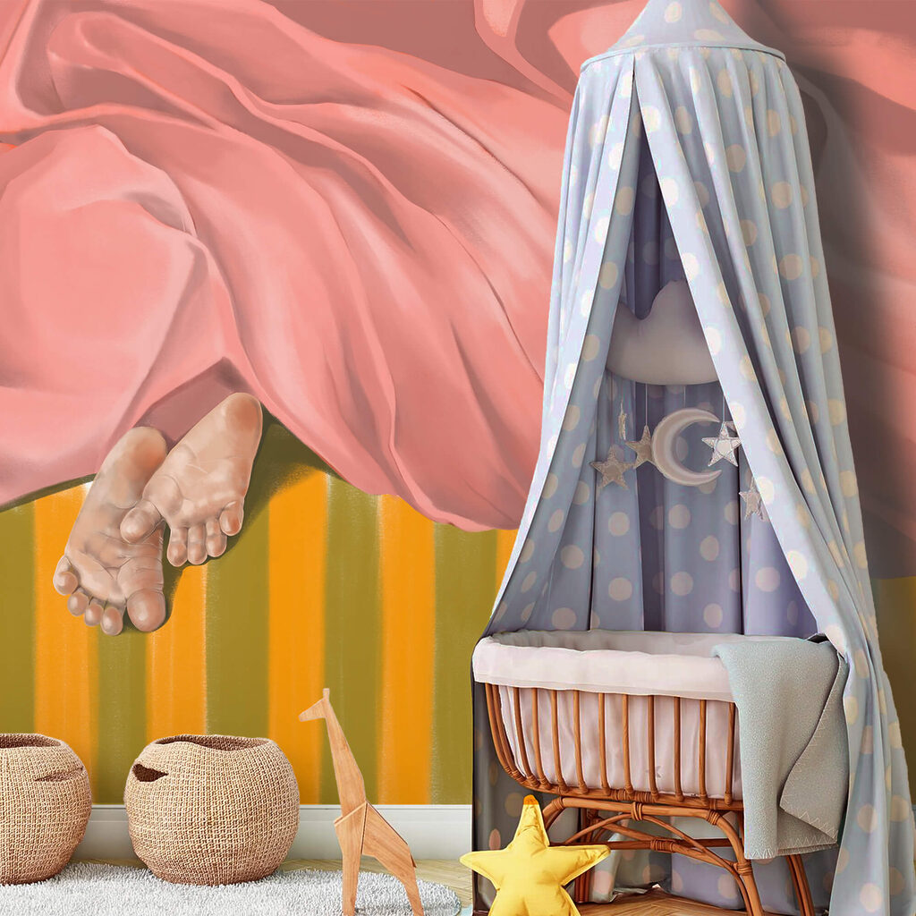 Coppia di piedi sotto una coperta rosa