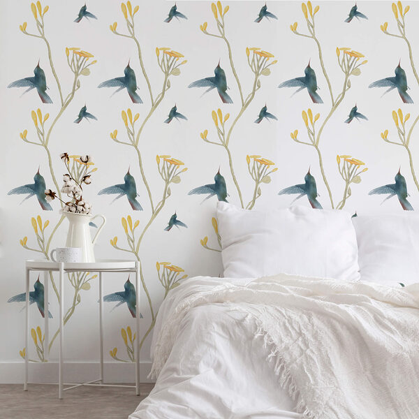 Motivo di uccelli e fiori