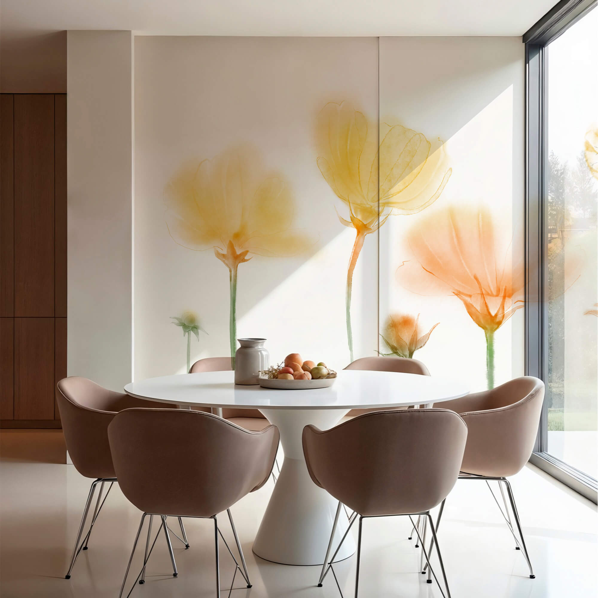 Gruppo di fiori con luce