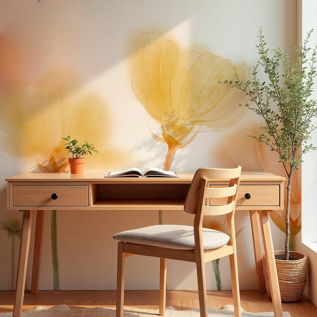 Gruppo di fiori con luce