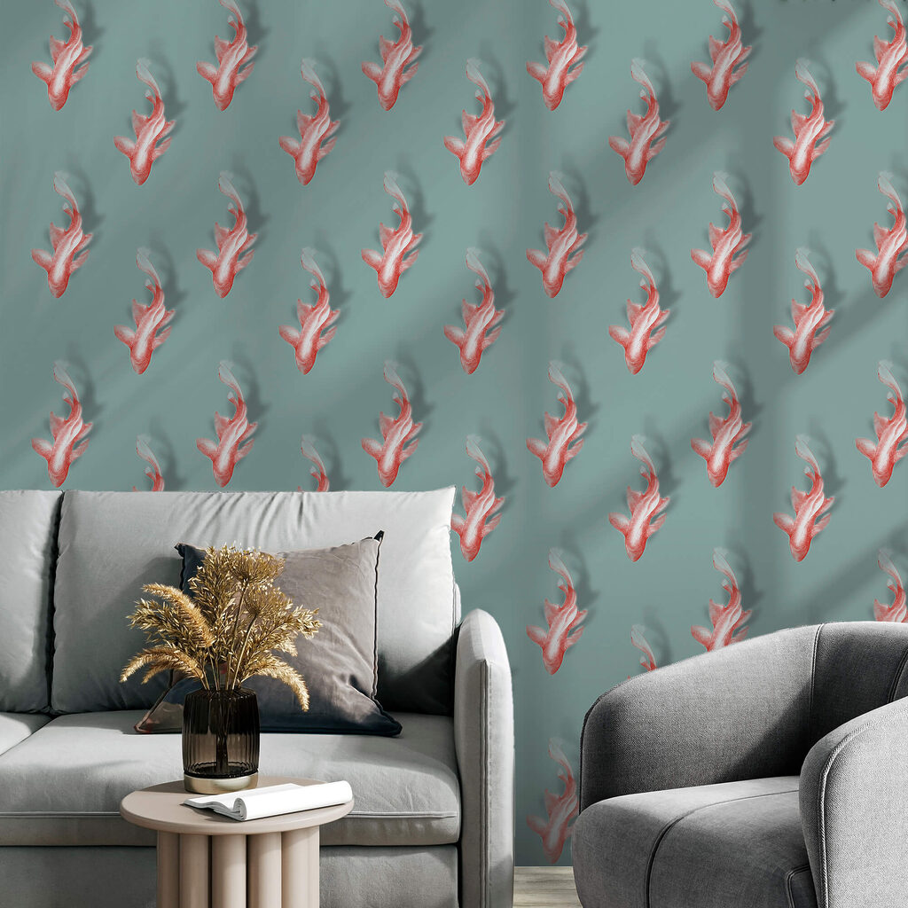 Motivo di pesci su sfondo blu