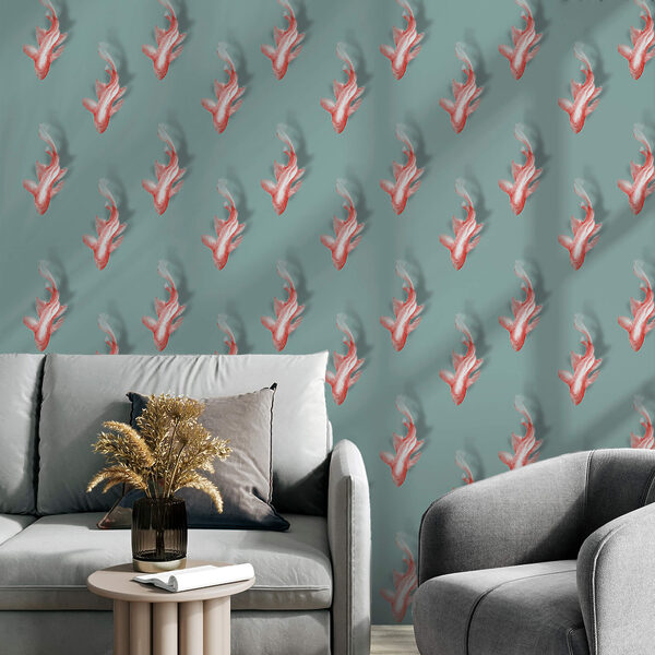 Motivo di pesci su sfondo blu