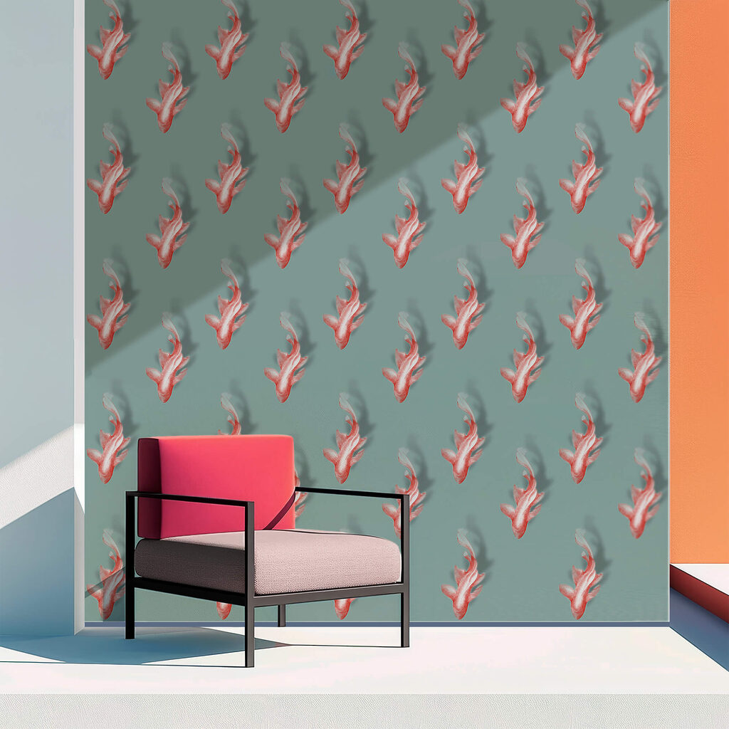 Motivo di pesci su sfondo blu