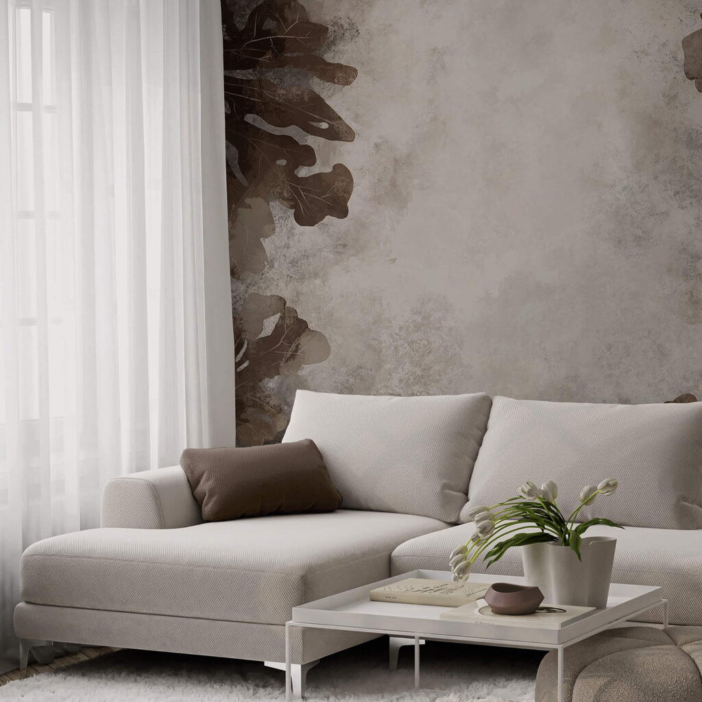 Foglie marroni su una superficie bianca