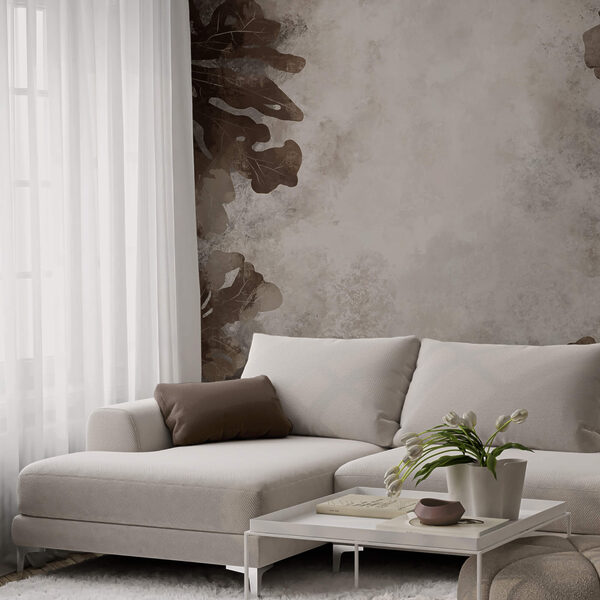 Foglie marroni su una superficie bianca