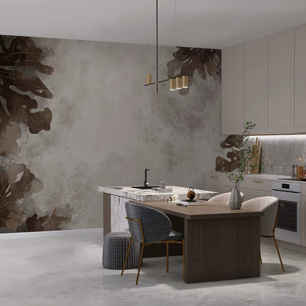 Foglie marroni su una superficie bianca