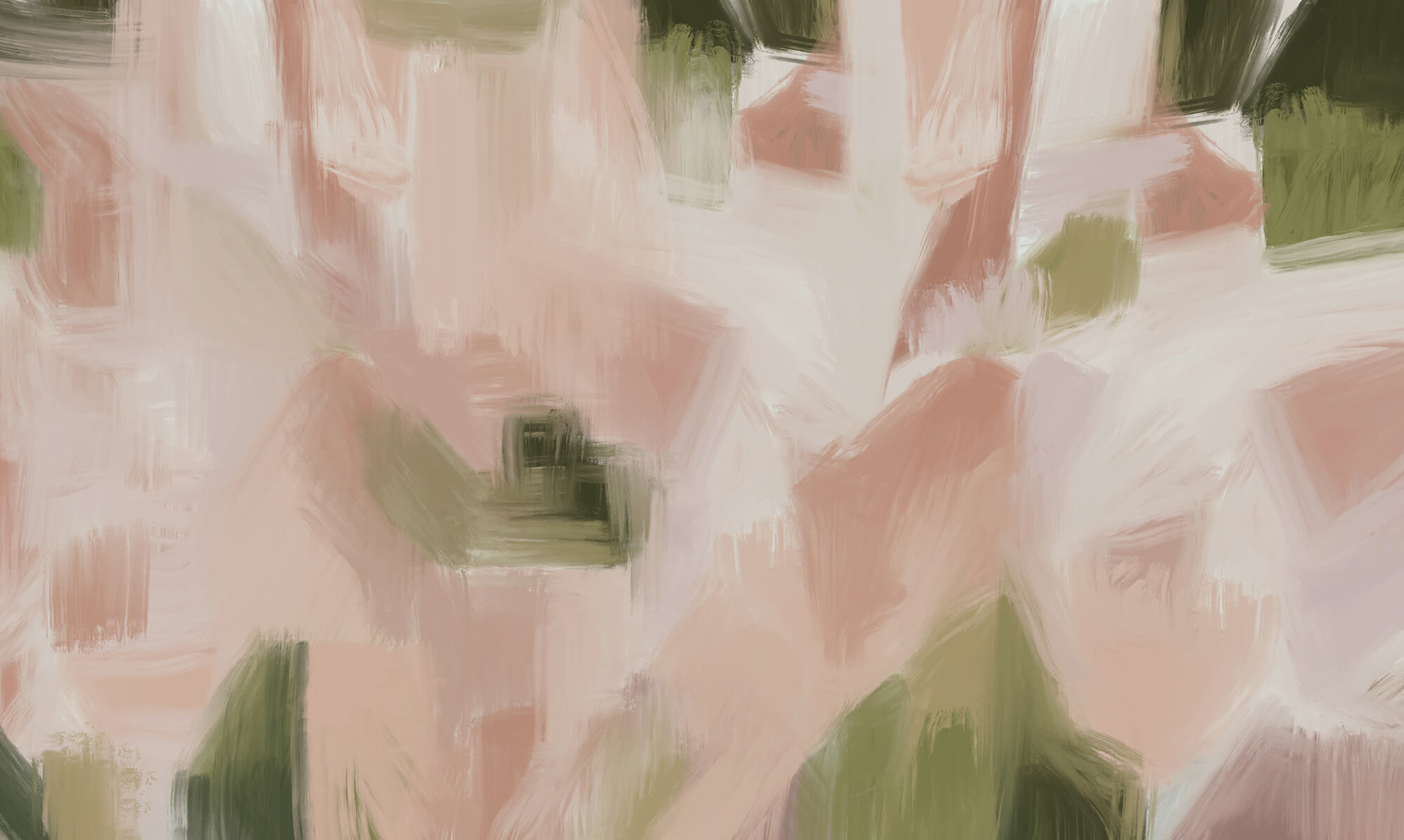 Painting of a pink and green background