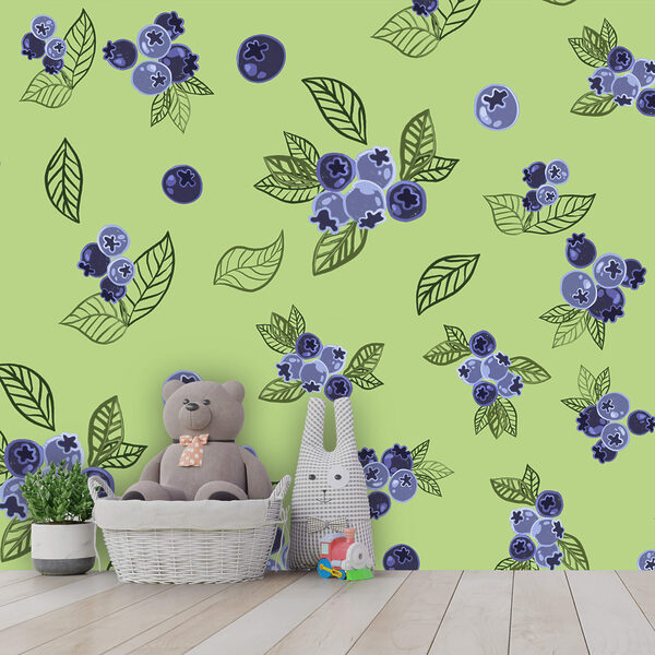 Motivo con mirtilli e foglie