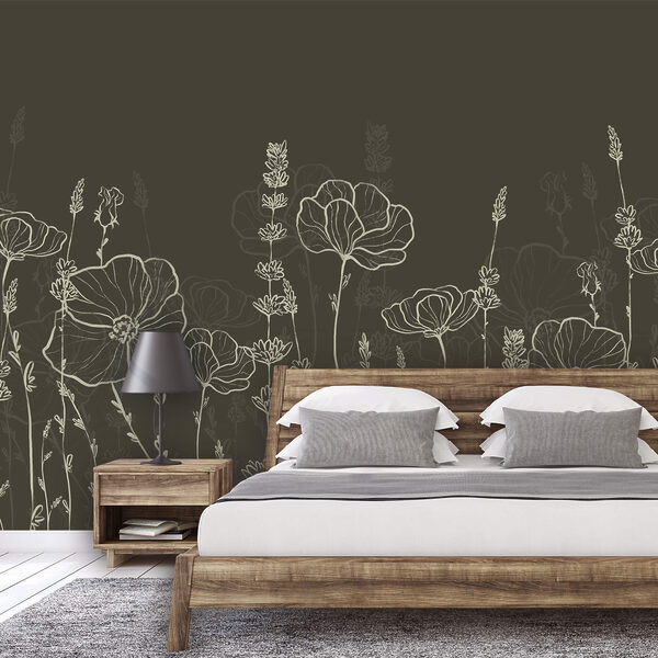 Una fila di fiori su uno sfondo scuro