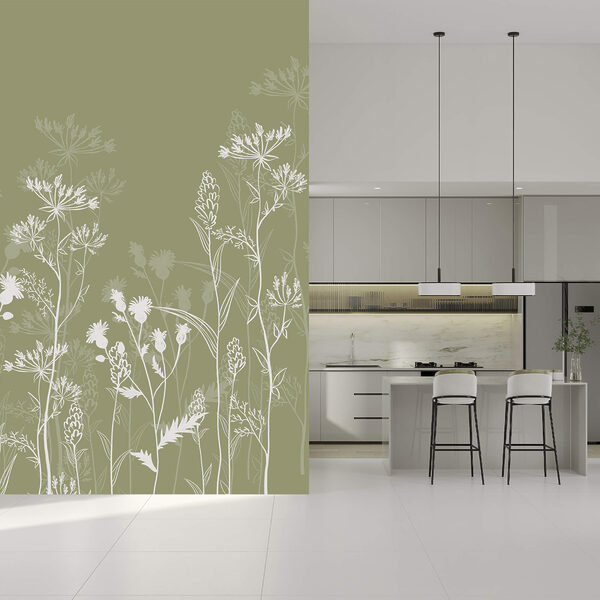 Delicate silhouette floreali su sfondo verde