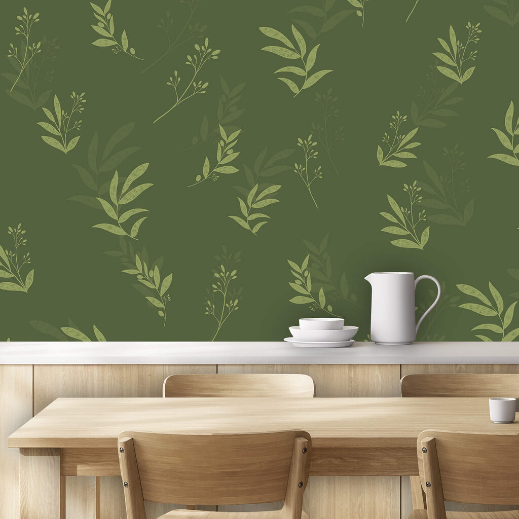 Motivo di foglie su sfondo verde