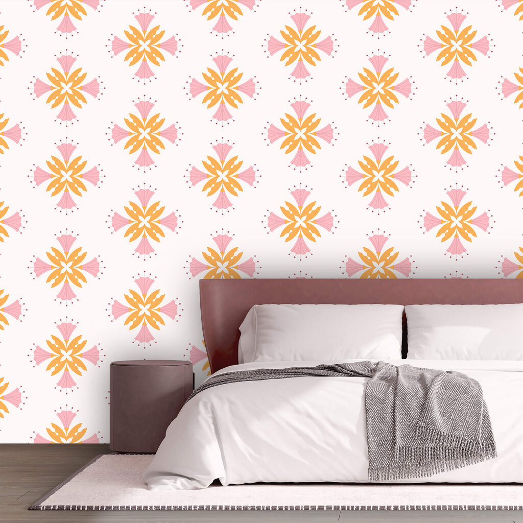 Motivo con fiori rosa e arancioni Motivo con fiori rosa e arancioni