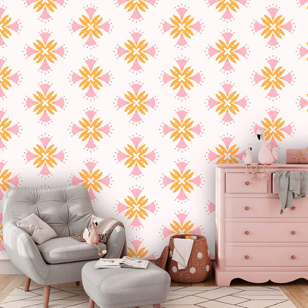 Motivo con fiori rosa e arancioni Motivo con fiori rosa e arancioni