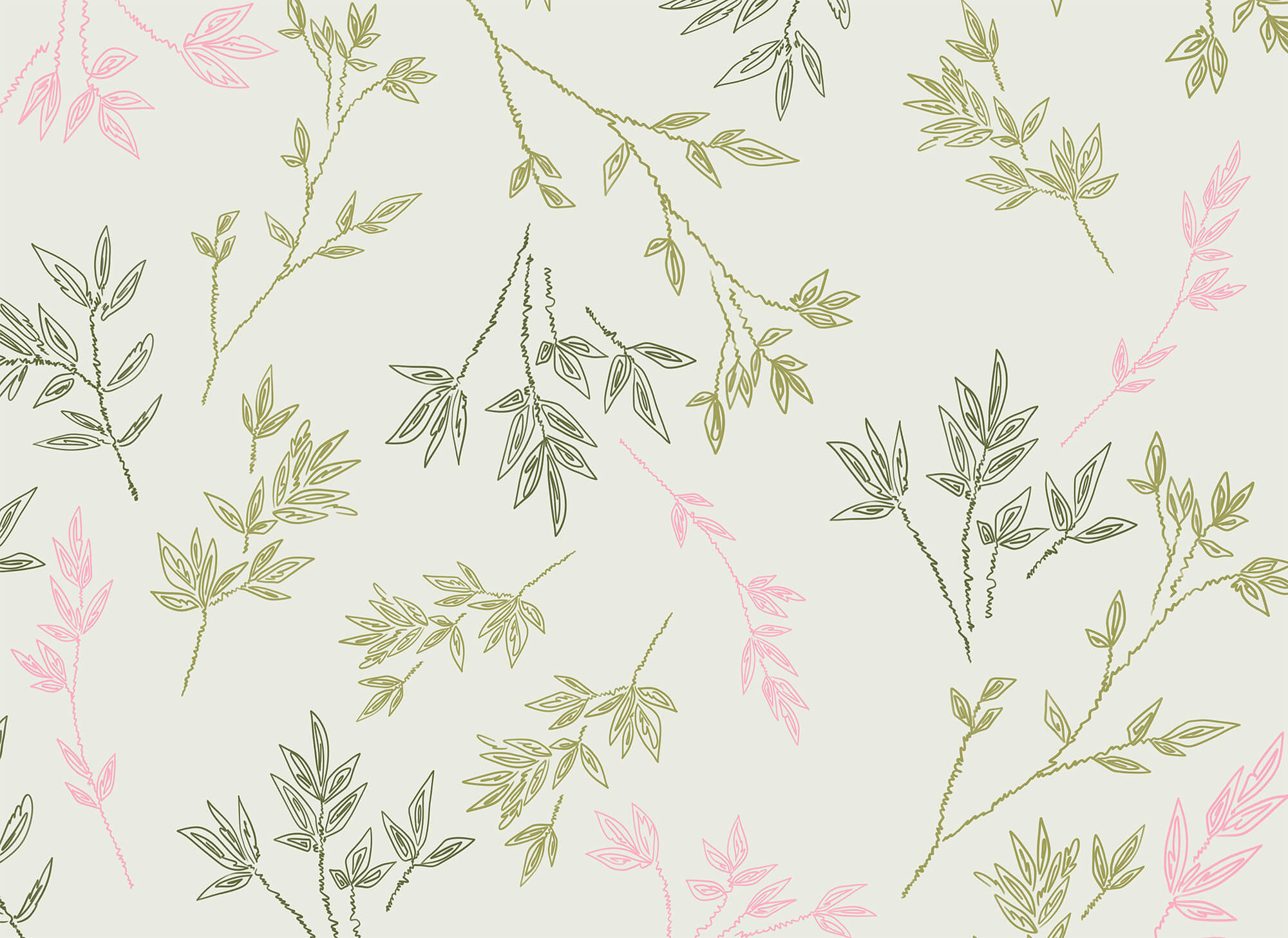 Pattern of leaves on a white background