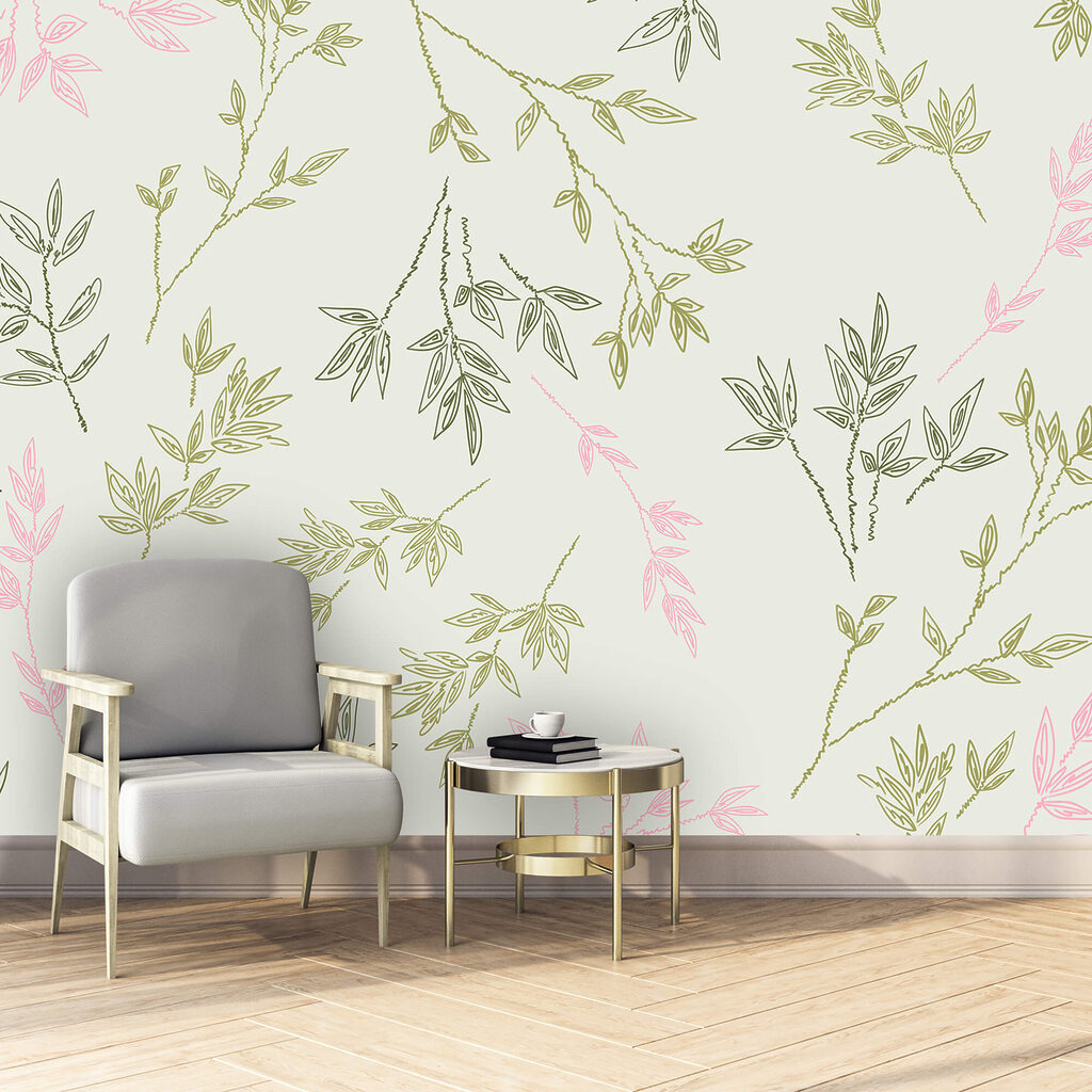 Motivo di foglie su sfondo bianco