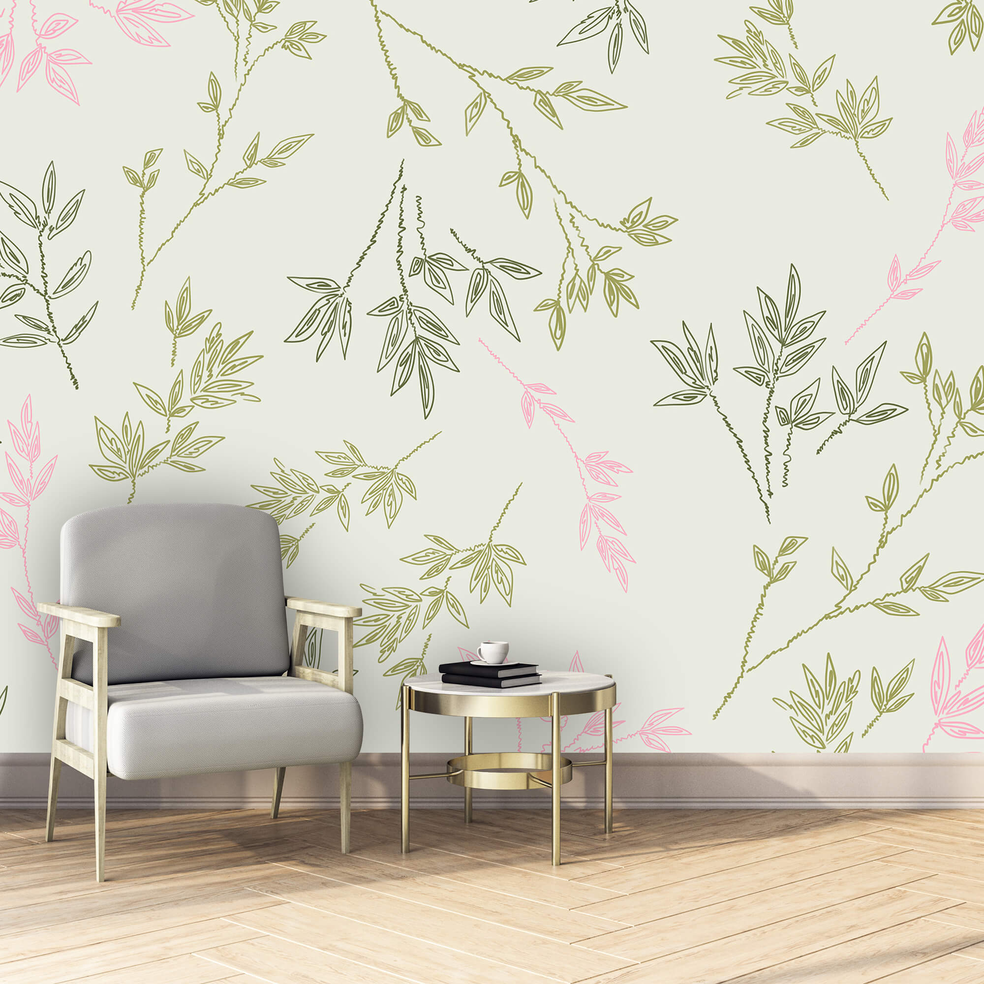 Motivo di foglie su sfondo bianco