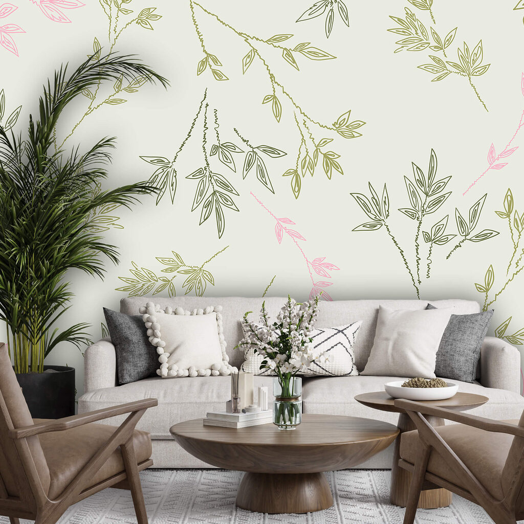 Motivo di foglie su sfondo bianco