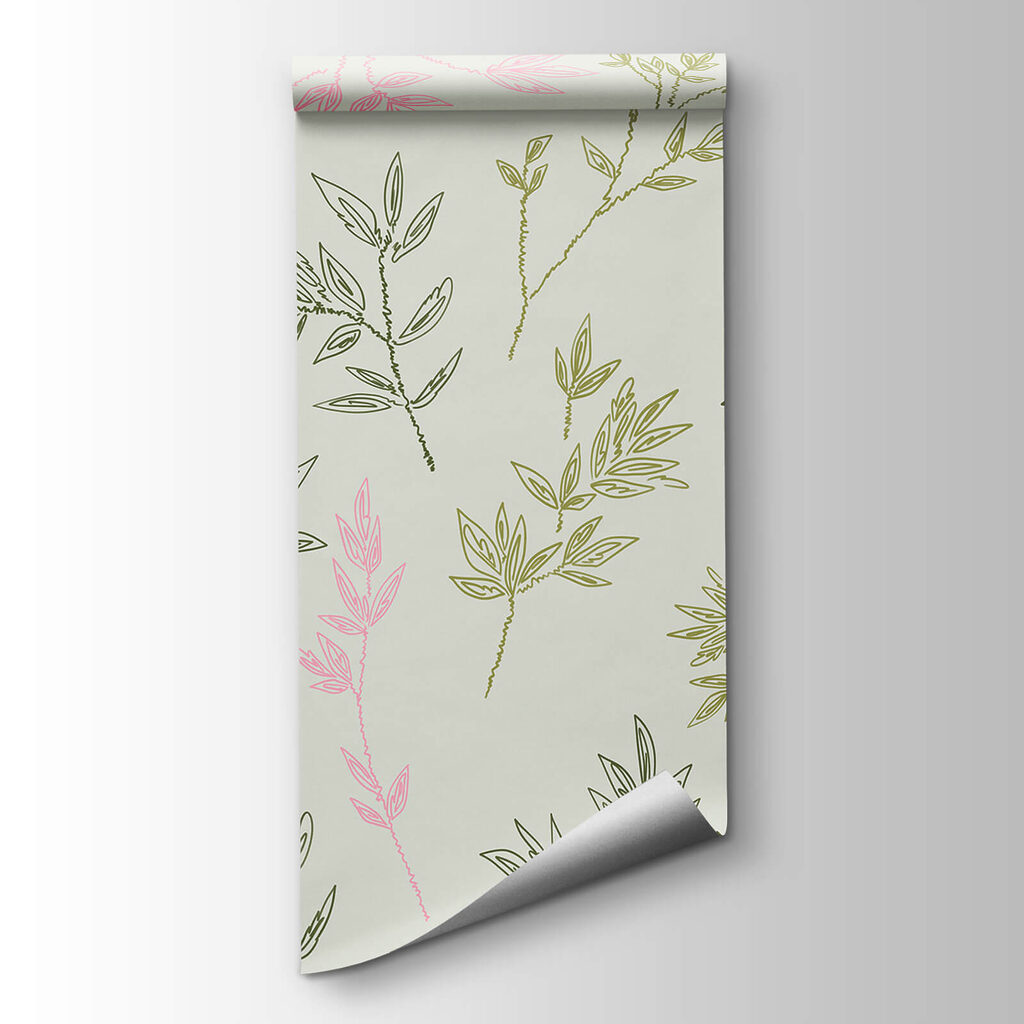 Pattern of leaves on a white background