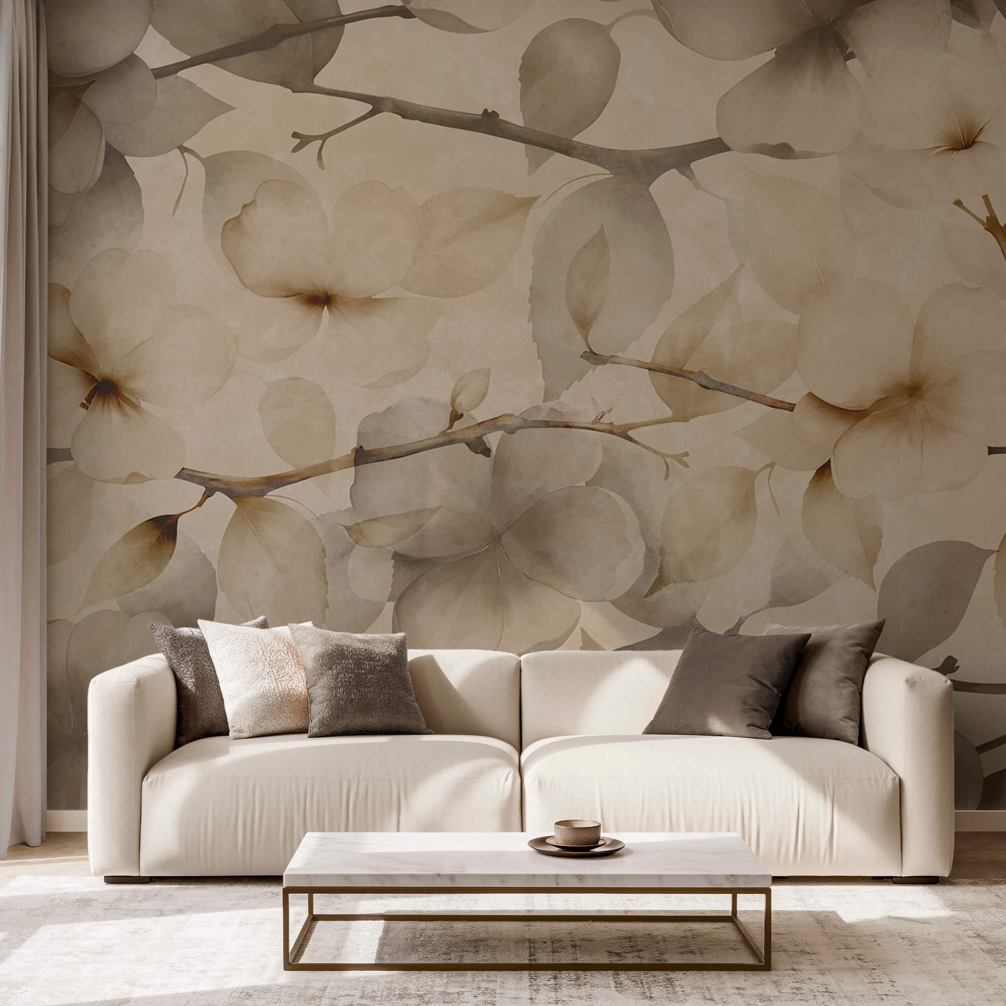 Motivi floreali delicati su uno sfondo tenue