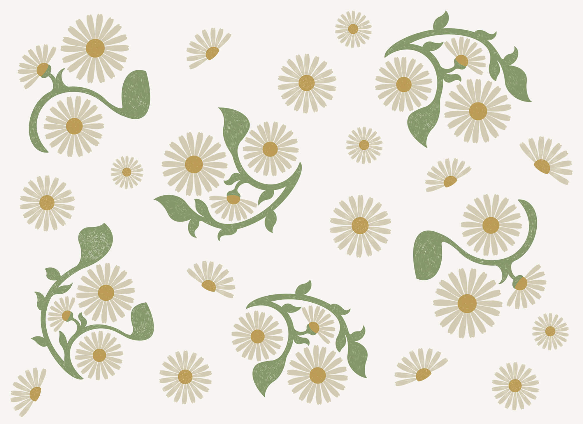 White and green floral pattern