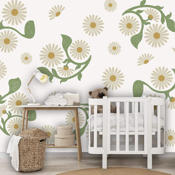 Motivo floreale bianco e verde