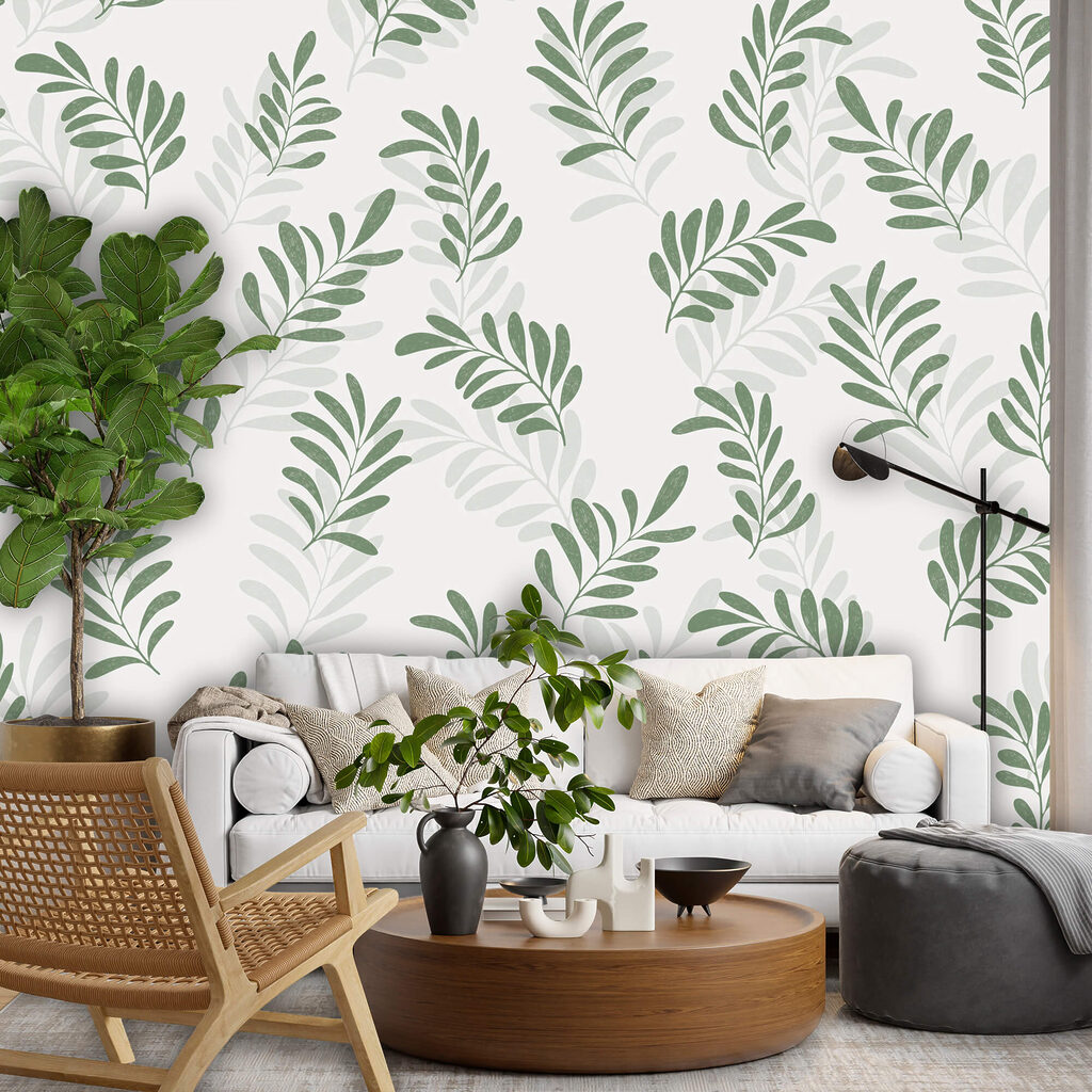 Motivo di foglie su sfondo bianco