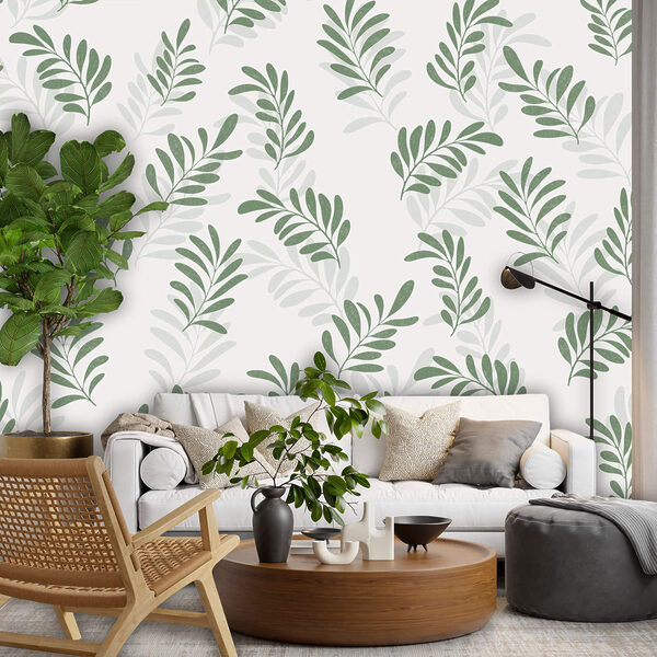 Motivo di foglie su sfondo bianco