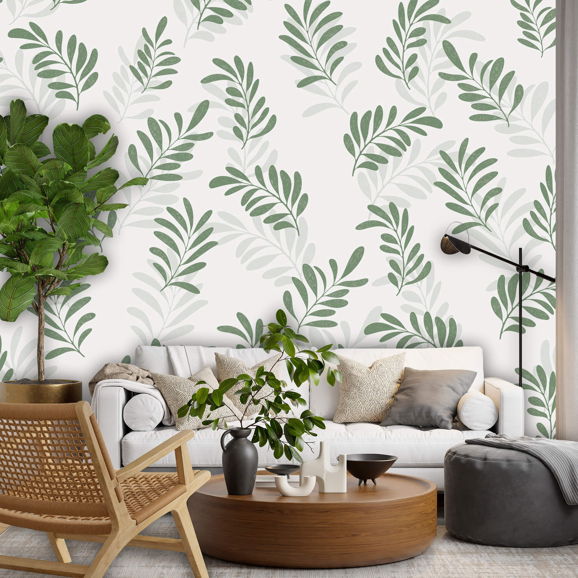 Motivo di foglie su sfondo bianco