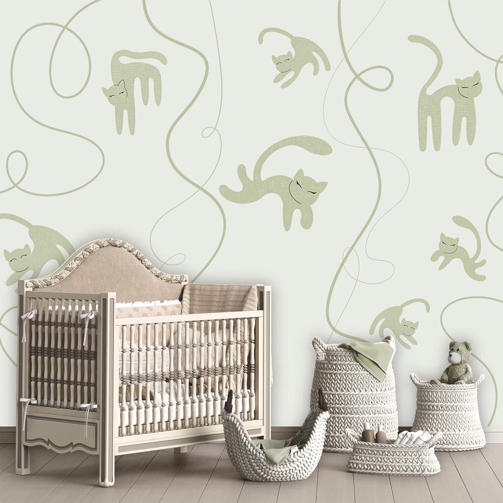 Motivo con gatti e rampicanti