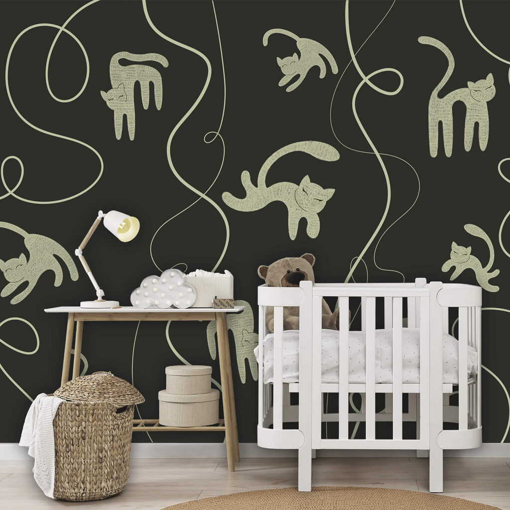 Motivo con gatti e rampicanti