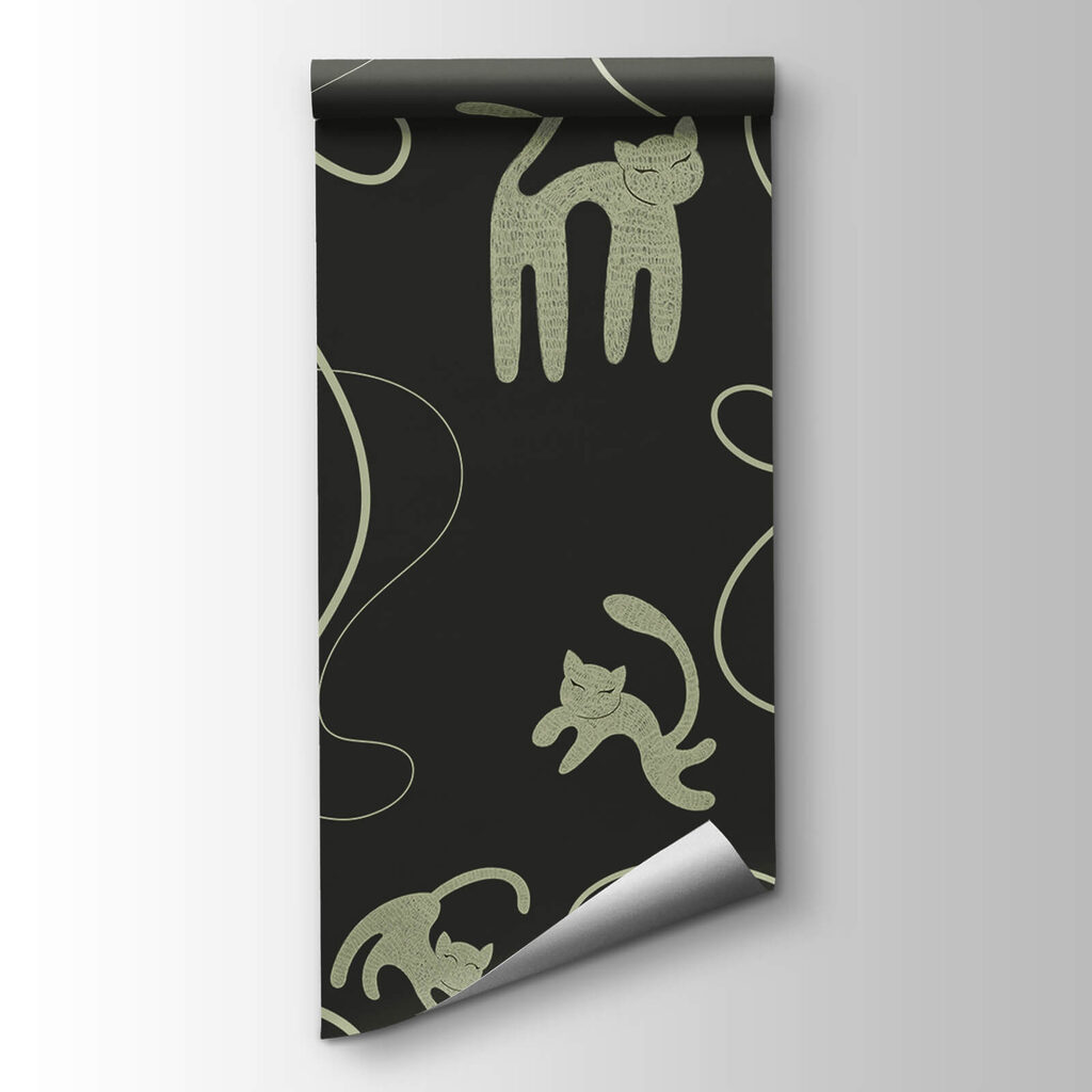 Pattern of cats and vines