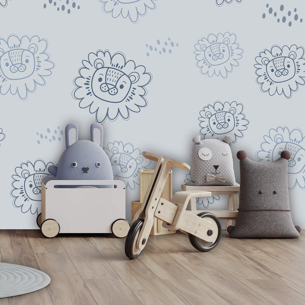 Motivo con leoni blu