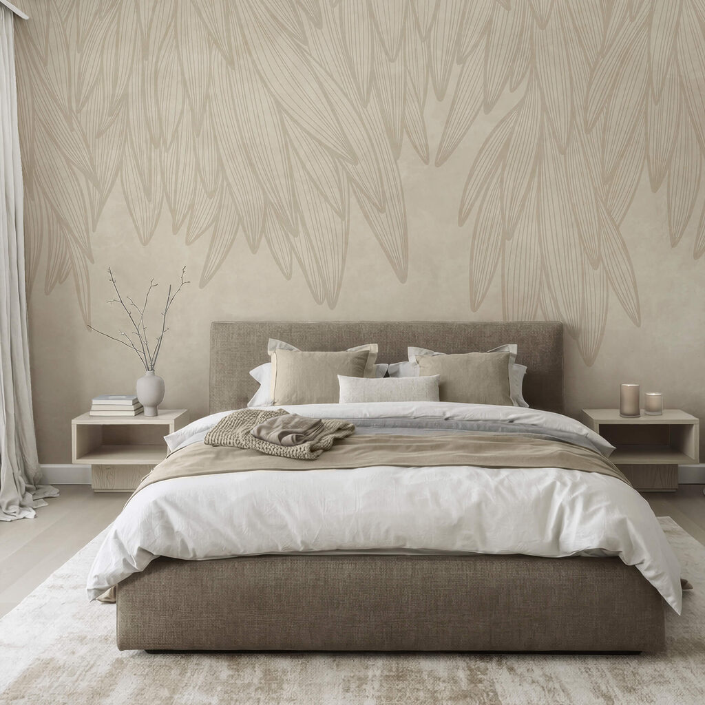 Sfondo bianco e beige con foglie