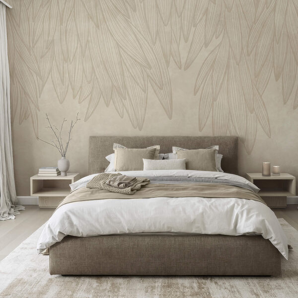 Sfondo bianco e beige con foglie