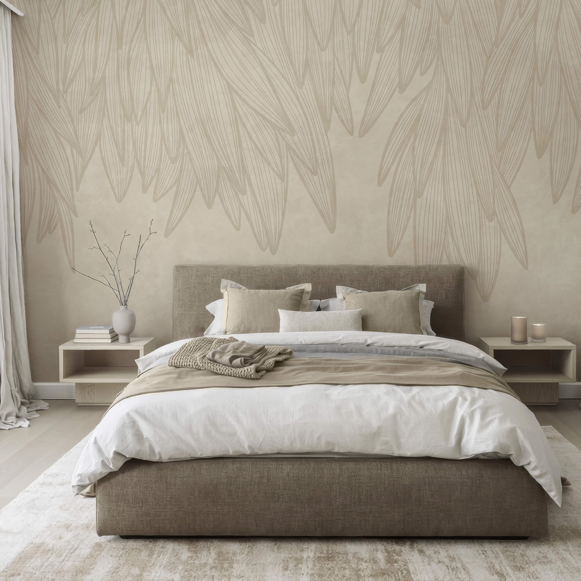 Sfondo bianco e beige con foglie