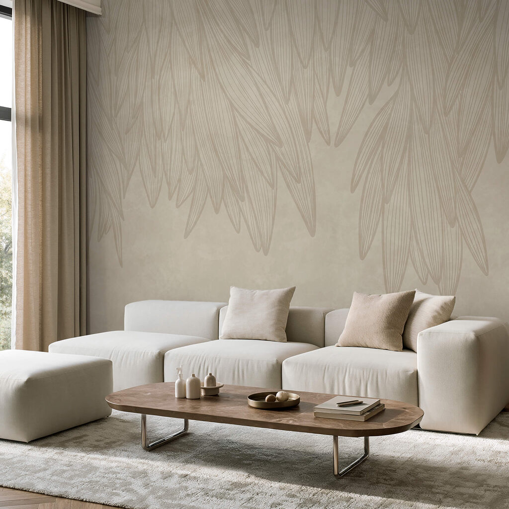 Sfondo bianco e beige con foglie