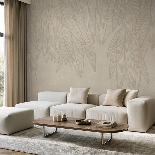 Sfondo bianco e beige con foglie
